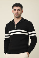 LEGACY RIBBED CREW SWEATER-BLACK