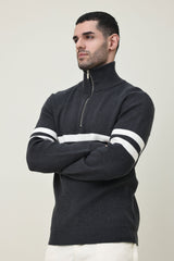 LEGACY RIBBED CREW SWEATER-GREY