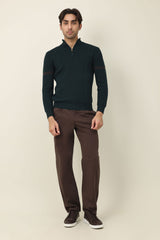 URBAN KNIT HALF ZIP SWEATER-GREEN