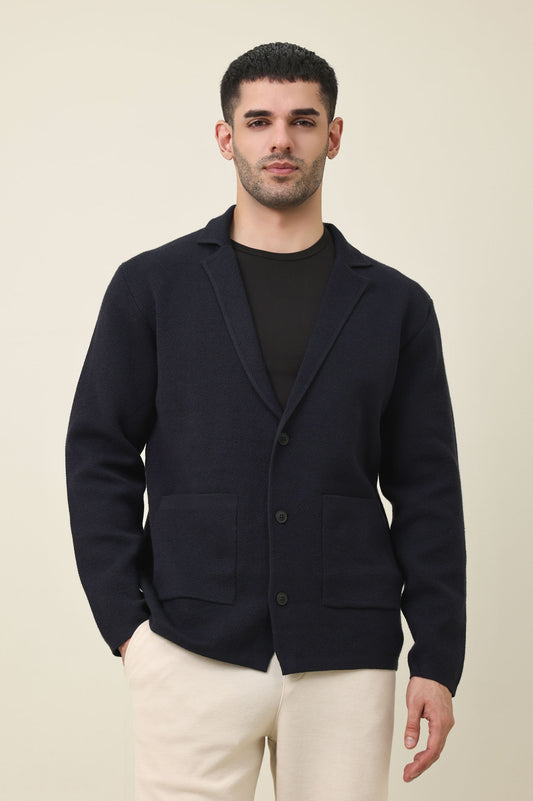 EDGEWAY CLASSIC OPEN CUT SWEATER-NAVY