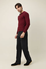 COLLAR KNITPOLO SWEATER-MAROON