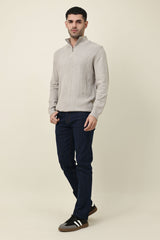 CHELSEA ZIP UP SWEATER-BEIGE