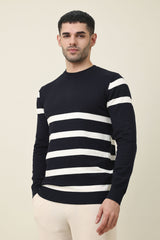 BAYSIDE BAND KNIT SWEATER-NAVY