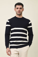 BAYSIDE BAND KNIT SWEATER-NAVY