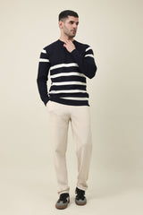 BAYSIDE BAND KNIT SWEATER-NAVY