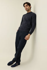 CHECKMATE PULLOVER SWEATER-BLUE