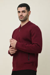 CORELINE ZIP SWEATER-MAROON