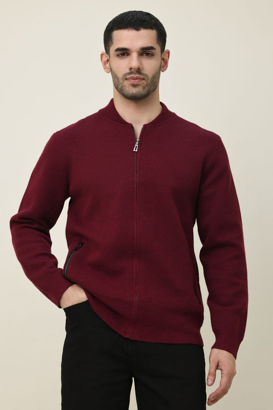 CORELINE ZIP SWEATER-MAROON