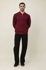 CORELINE ZIP SWEATER-MAROON
