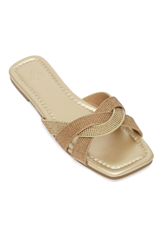 ELEGANCE TWIST EMBELLISHED SLIDE-GOLD