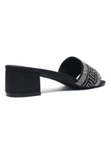 LUXE EMBELLISHED BLOCK HEEL-BLACK