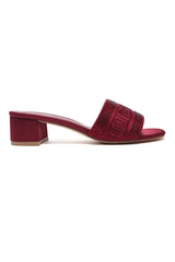 LUXE EMBELLISHED BLOCK HEEL-MAROON