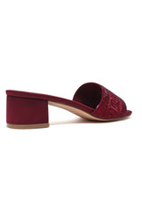 LUXE EMBELLISHED BLOCK HEEL-MAROON