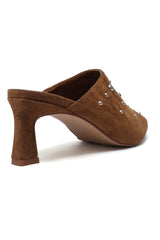 CONSTELLA STUD MULE HEEL-CAMEL
