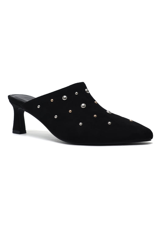 CONSTELLA STUD MULE HEEL-BLACK