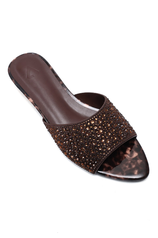 DENSE SHIMMER LOW HEEL-BROWN