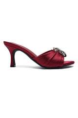 RHINESTONE ACCENT HEELS-MAROON