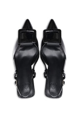 KITTEN HEEL SLINGBACKS-BLACK
