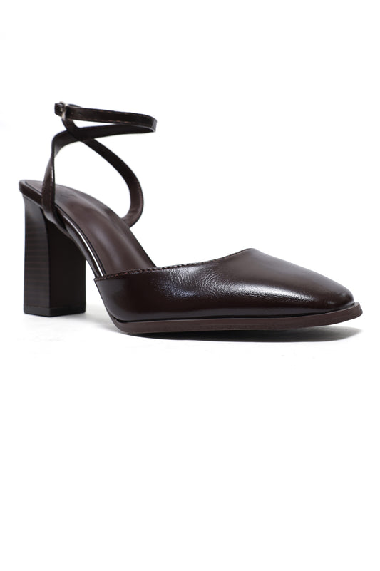 WRAPAROUND ANKLE STRAP HEELS-COFFEE