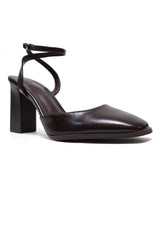 WRAPAROUND ANKLE STRAP HEELS-COFFEE