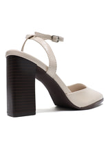 WRAPAROUND ANKLE STRAP HEELS-BEIGE