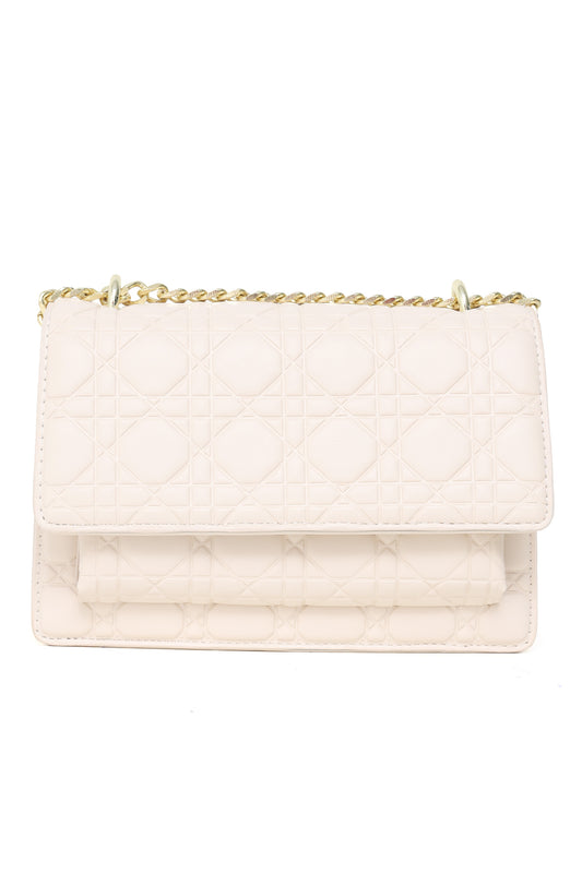 QUILTED ELEGANCE SHOULDER BAG-BEIGE