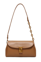 CHAIN ACCENT SHOULDER BAG-CAMEL