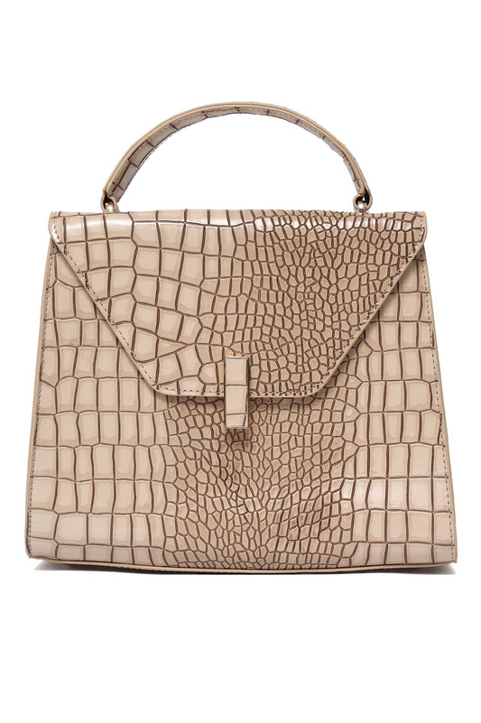 EMPIRE GRID HAND BAG-BEIGE