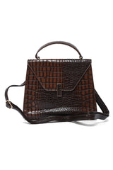EMPIRE GRID HAND BAG-COFFEE