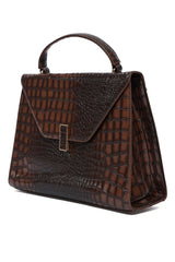 EMPIRE GRID HAND BAG-COFFEE