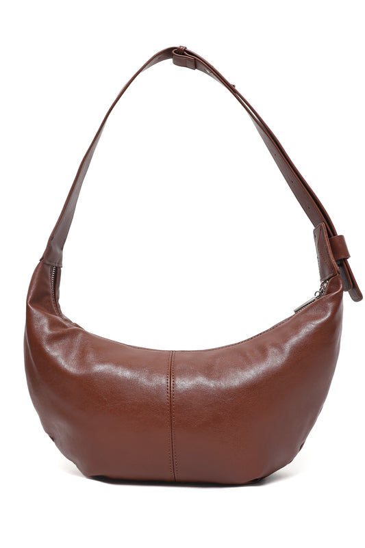 SHOULDER HOBO BAG-BROWN