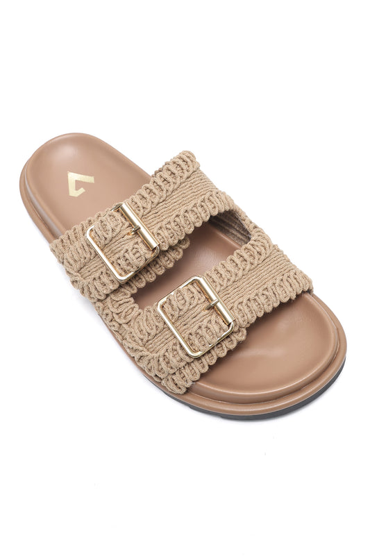 LUXORA DUAL STRAP SLIDE-KHAKI