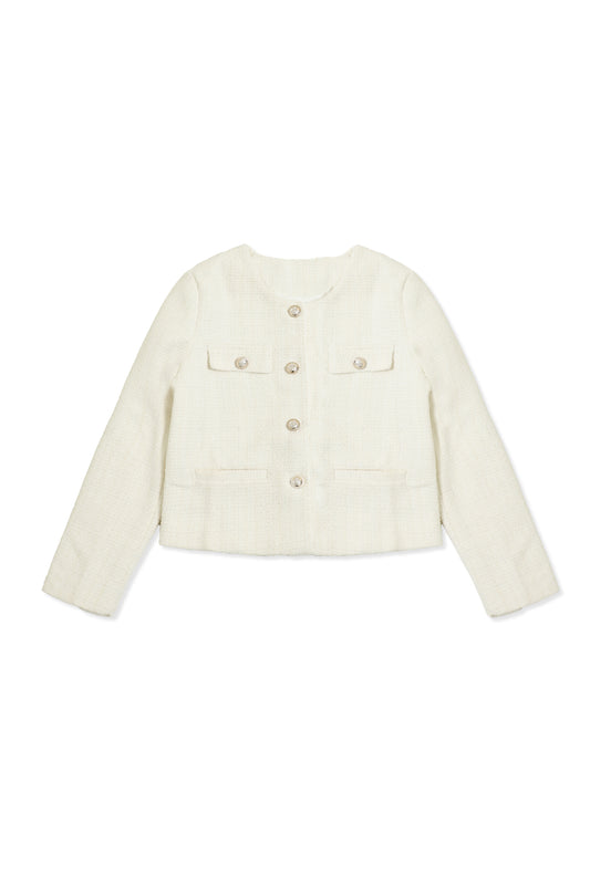TEXTURED TWEED JACKET-BEIGE