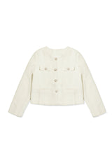 TEXTURED TWEED JACKET-BEIGE
