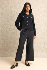 TEXTURED TWEED JACKET-NAVY