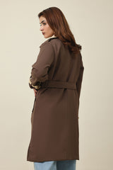 DOUBLE-LAYER LAPEL TRENCH COAT-COFFEE
