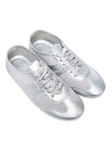 FEMININE LACE-UP SNEAKER-SILVER