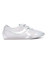 FEMININE LACE-UP SNEAKER-SILVER