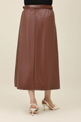 SLEEK HORIZON SKIRT-COFFEE