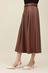 SLEEK HORIZON SKIRT-COFFEE