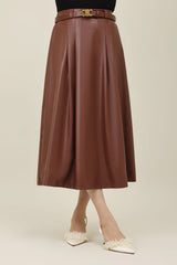 SLEEK HORIZON SKIRT-COFFEE