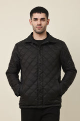 DIAMOND-QUILT JACKET-BLACK