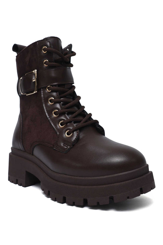 FASHION STEP ANKLE BOOT-BROWN