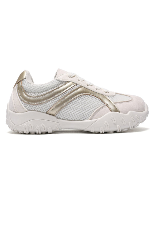SPORTS LACE-UP SNEAKER-OFFWHITE/GLD