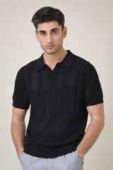 GROVE STITCH POLO-BLACK
