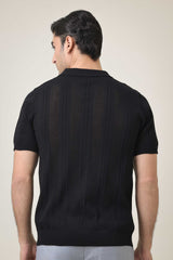 GROVE STITCH POLO-BLACK