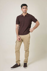 CREST KNIT POLO-COFFEE