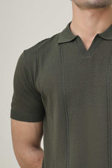 TEXTURELLO LOOM POLO-OLIVE-GREEN