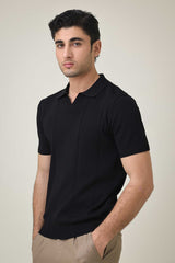 TEXTURELLO LOOM POLO-BLACK