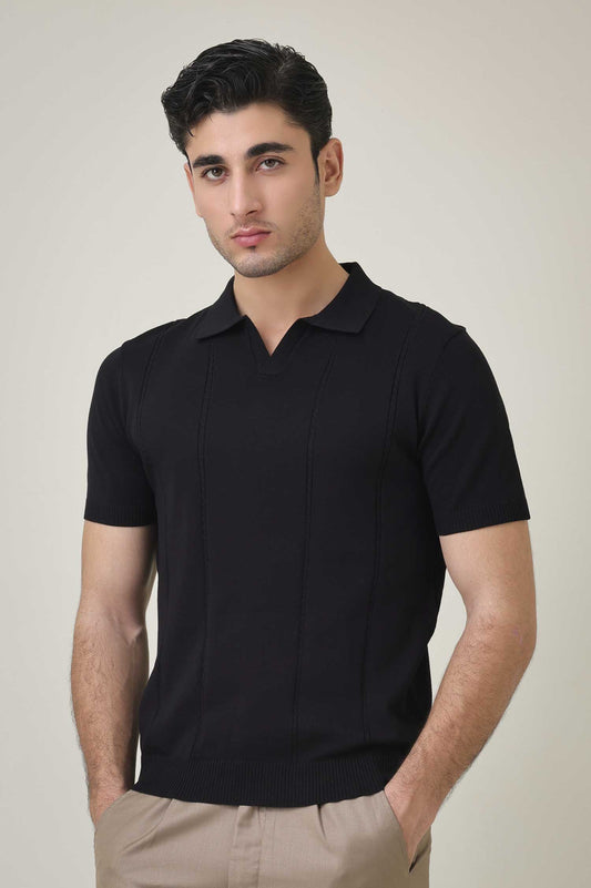 TEXTURELLO LOOM POLO-BLACK